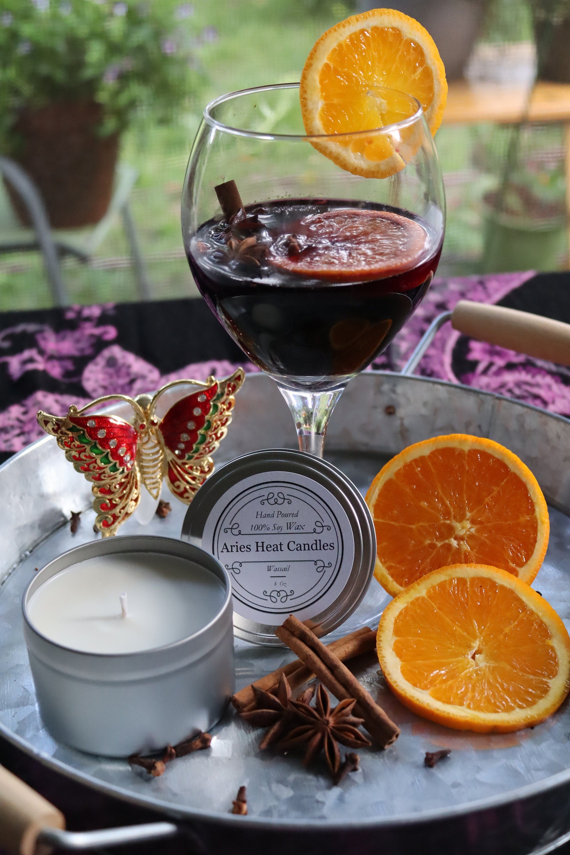 Wassail  scented 8oz Tin Candle