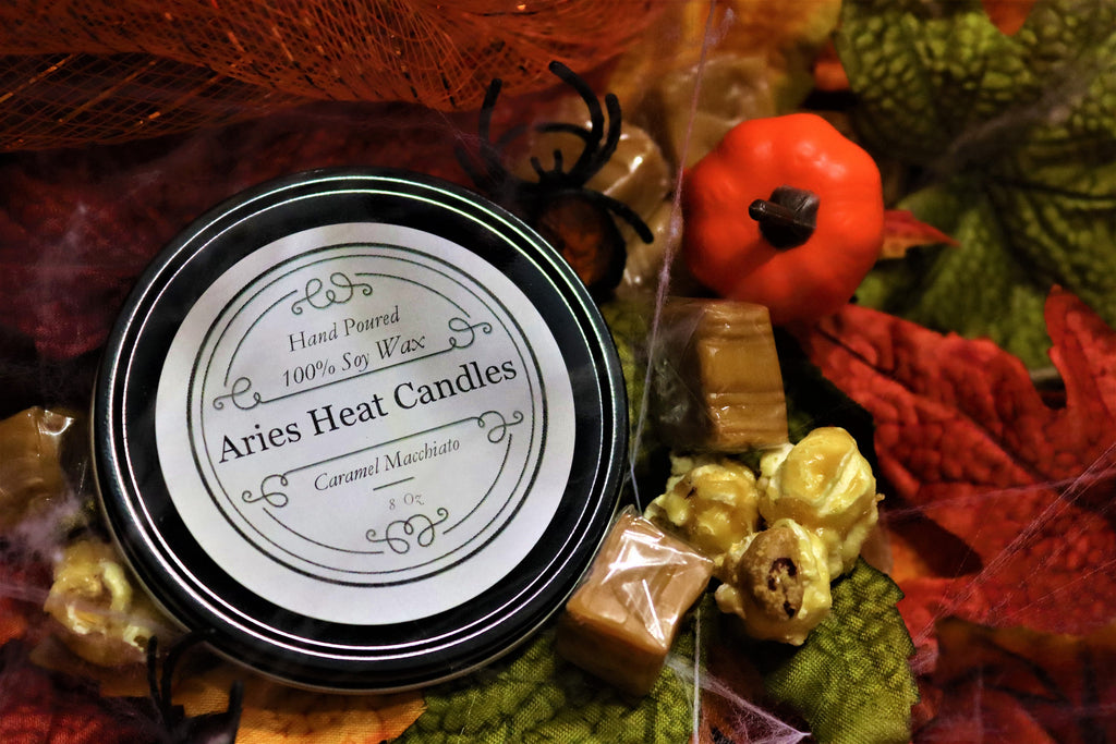 Caramel Macchiato Soy Candle in Gold or Silver Travel Tin