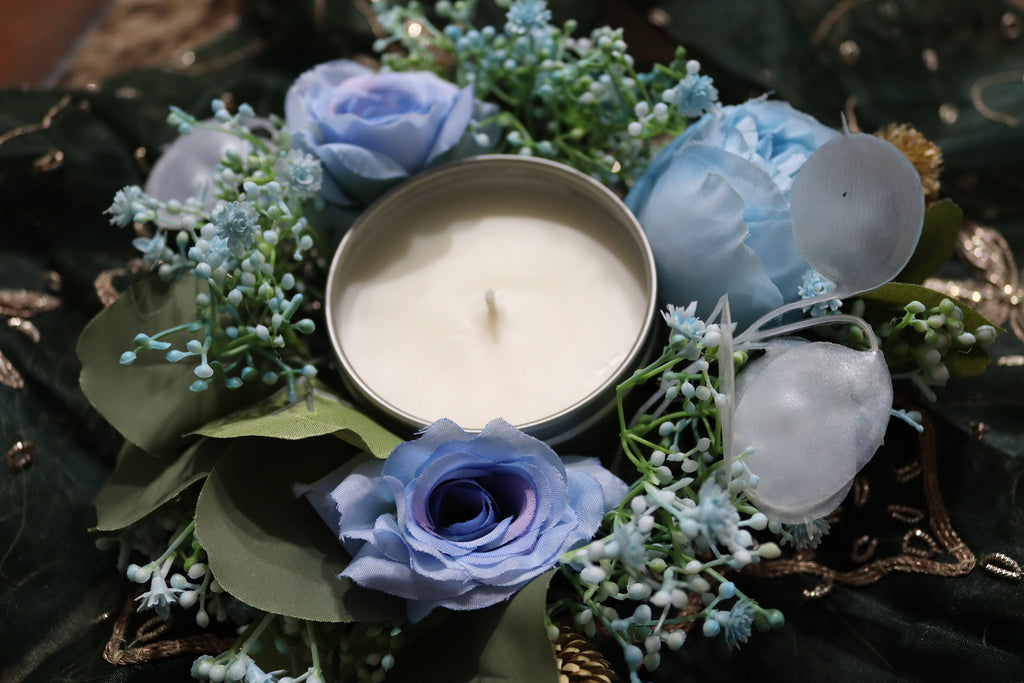 Peppermint and Eucalyptus Soy 8oz Candle in Silver or Gold Travel Tin