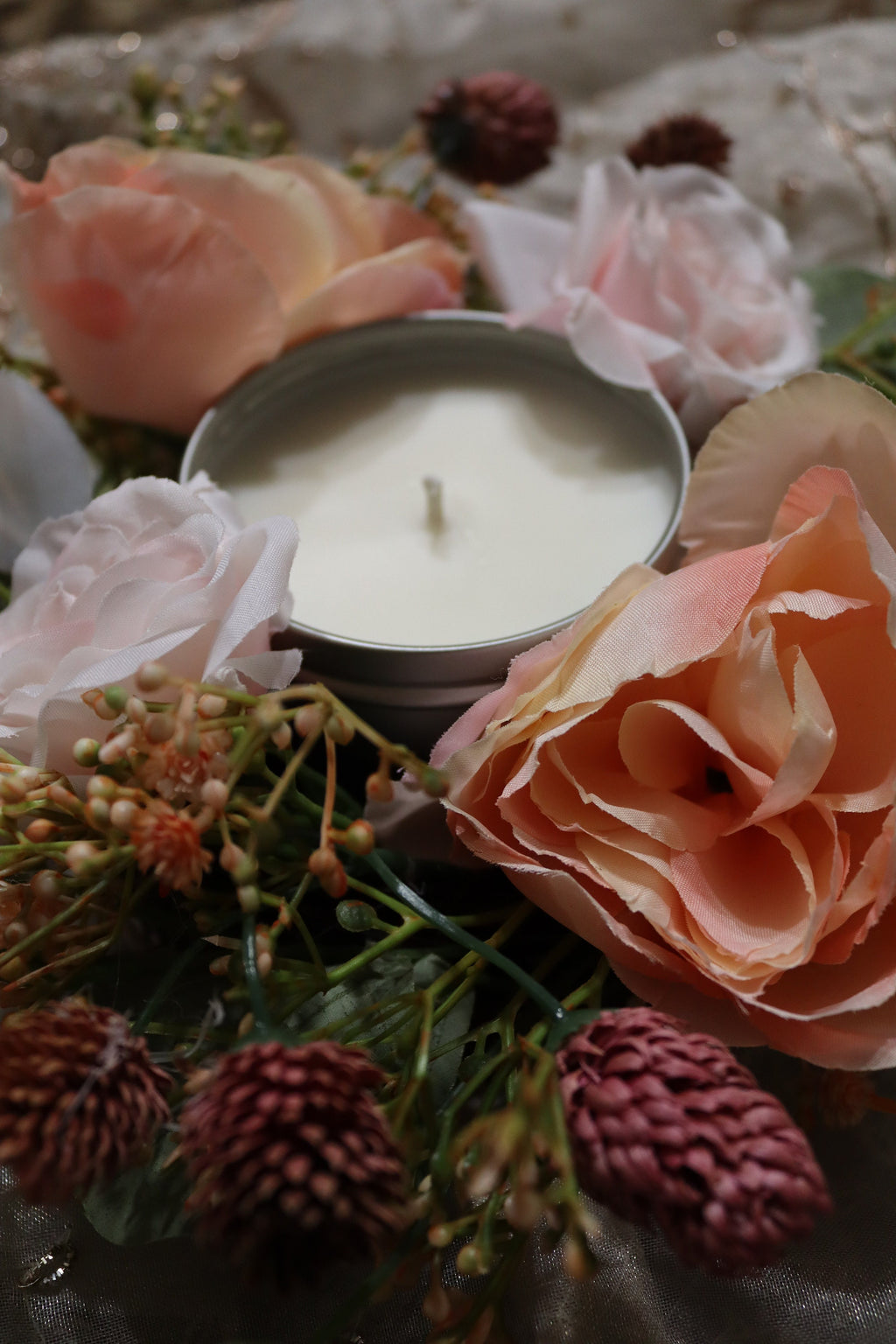 Black Raspberry Vanilla Soy Wax Scented 8oz Candle Silver or Gold Travel Tin