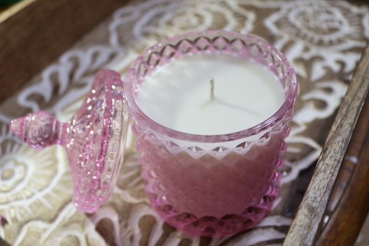 Soy Candle 8.5oz in Pink Diamond Glass Jar