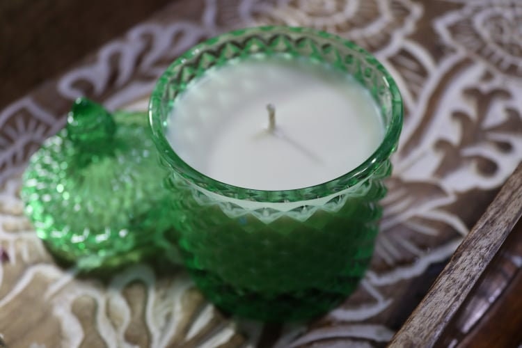 Soy Candle 8.5oz in Green Diamond Glass Jar