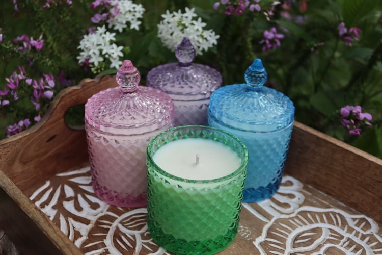 Soy Candle 8.5oz in Pink Diamond Glass Jar