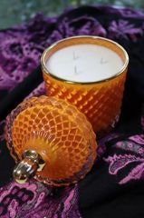Soy Candle 24oz in Orange Diamond Glass Jar