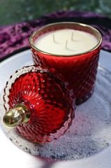 Soy Candle 24oz in Ruby Red Diamond Glass Jar