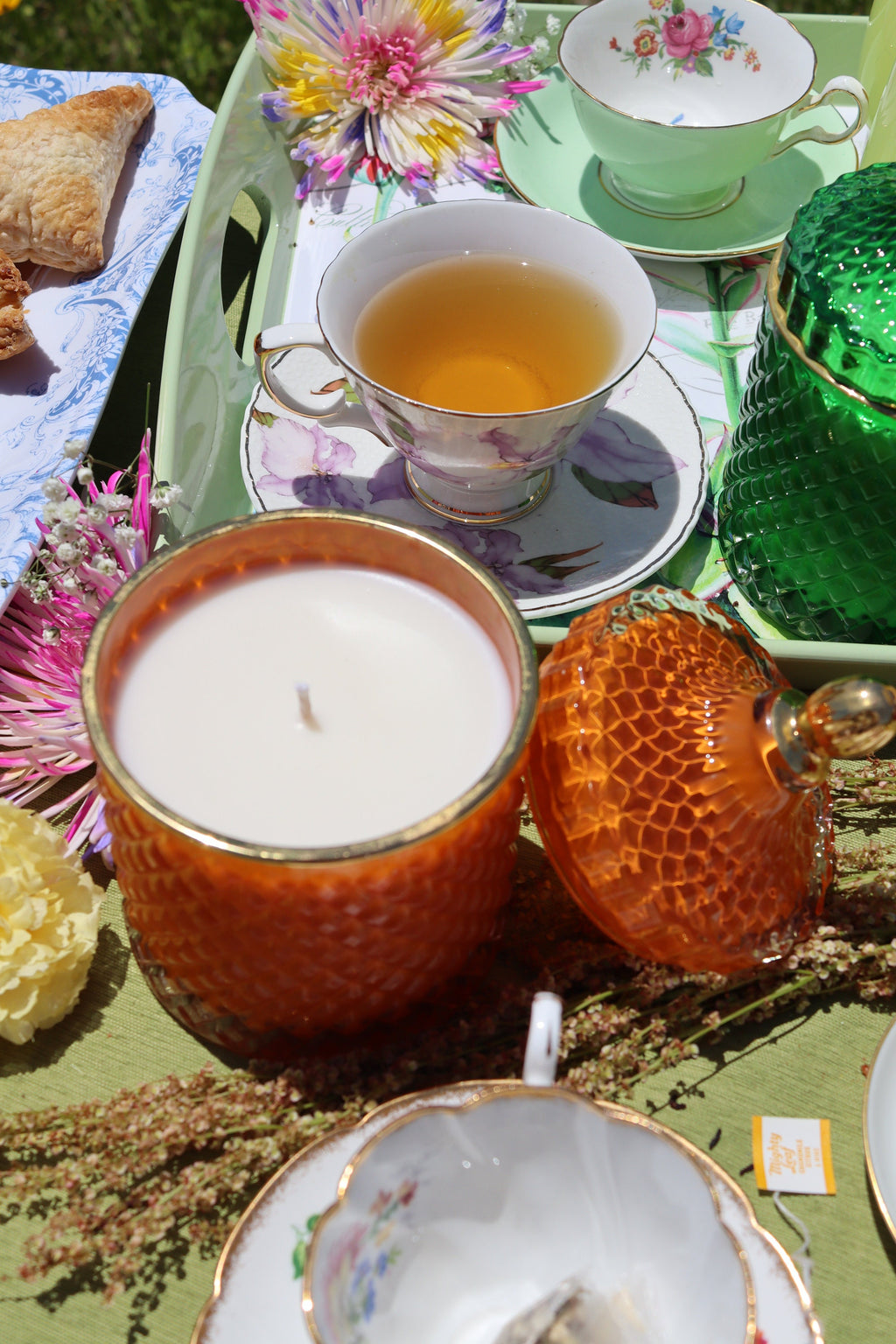 Soy Candle 24oz in Orange Diamond Glass Jar