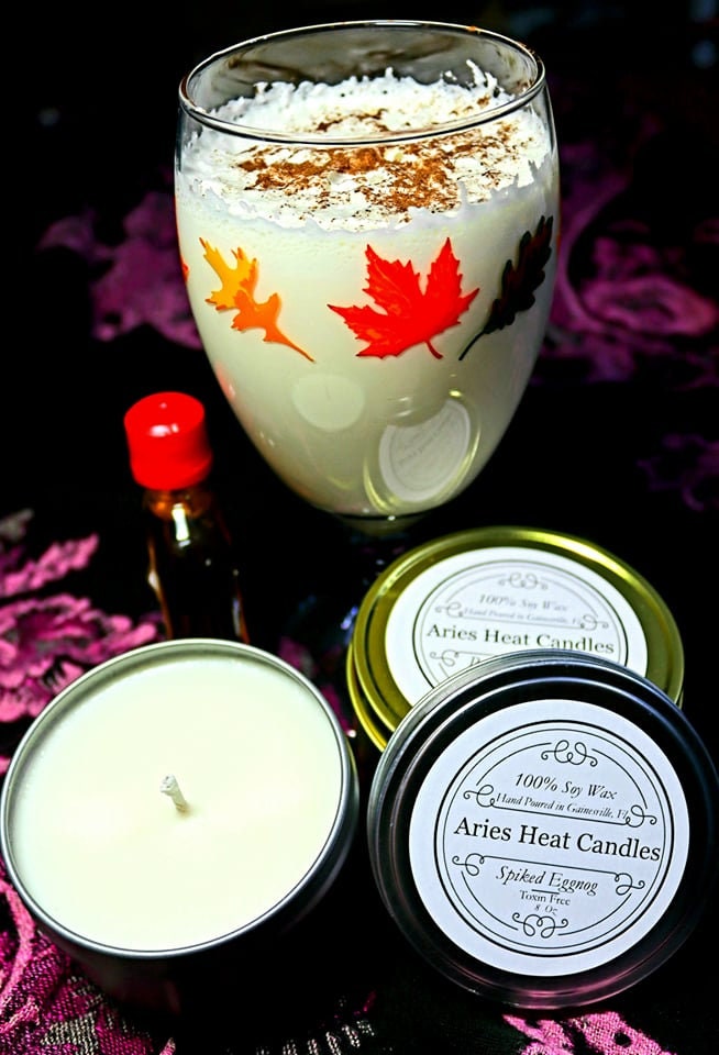 Spiked Eggnog Soy Wax Scented 8oz Candle Silver or Gold Travel Tin