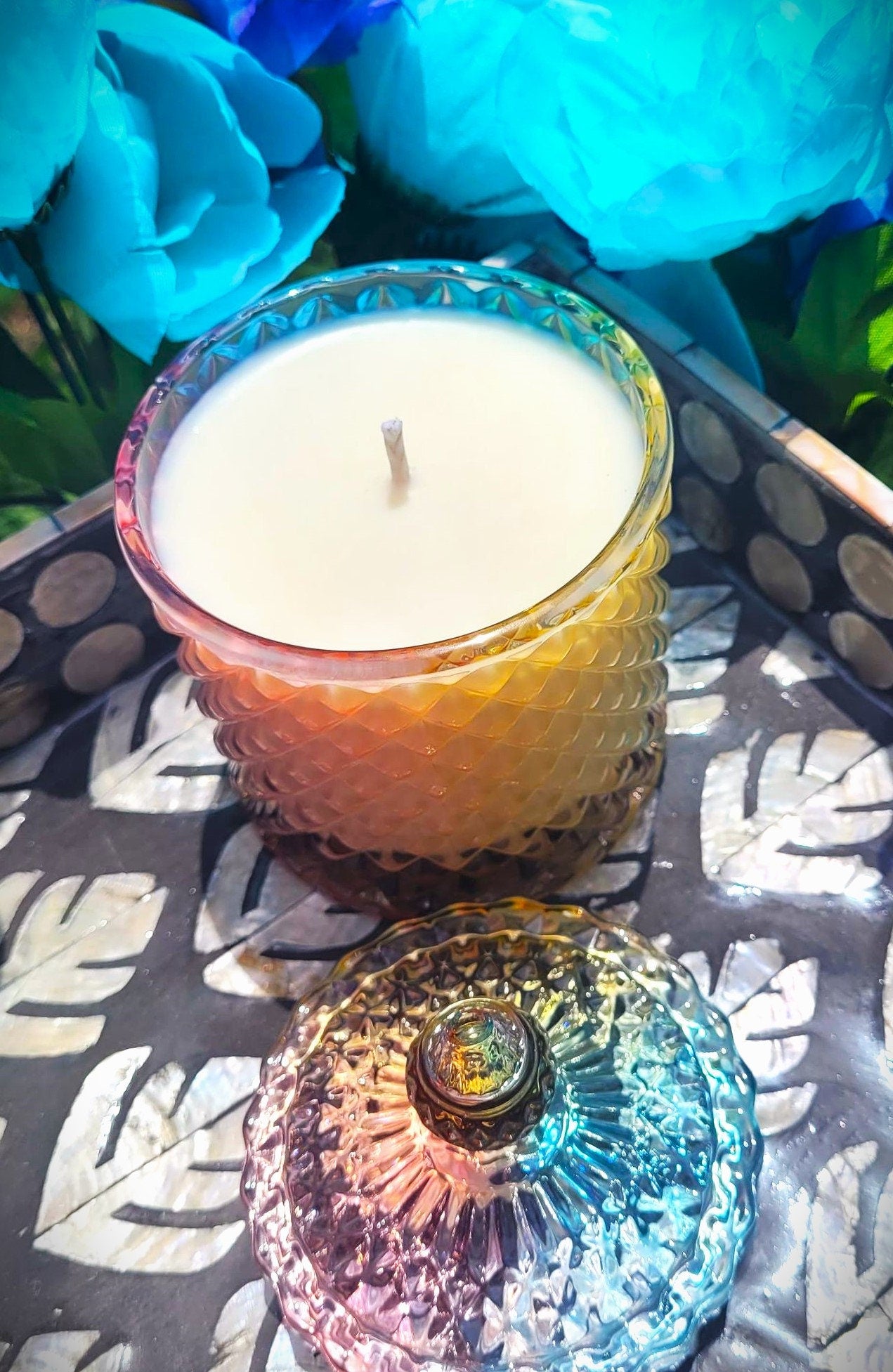 Soy Candle 8.5oz in Prism Diamond Glass Jar