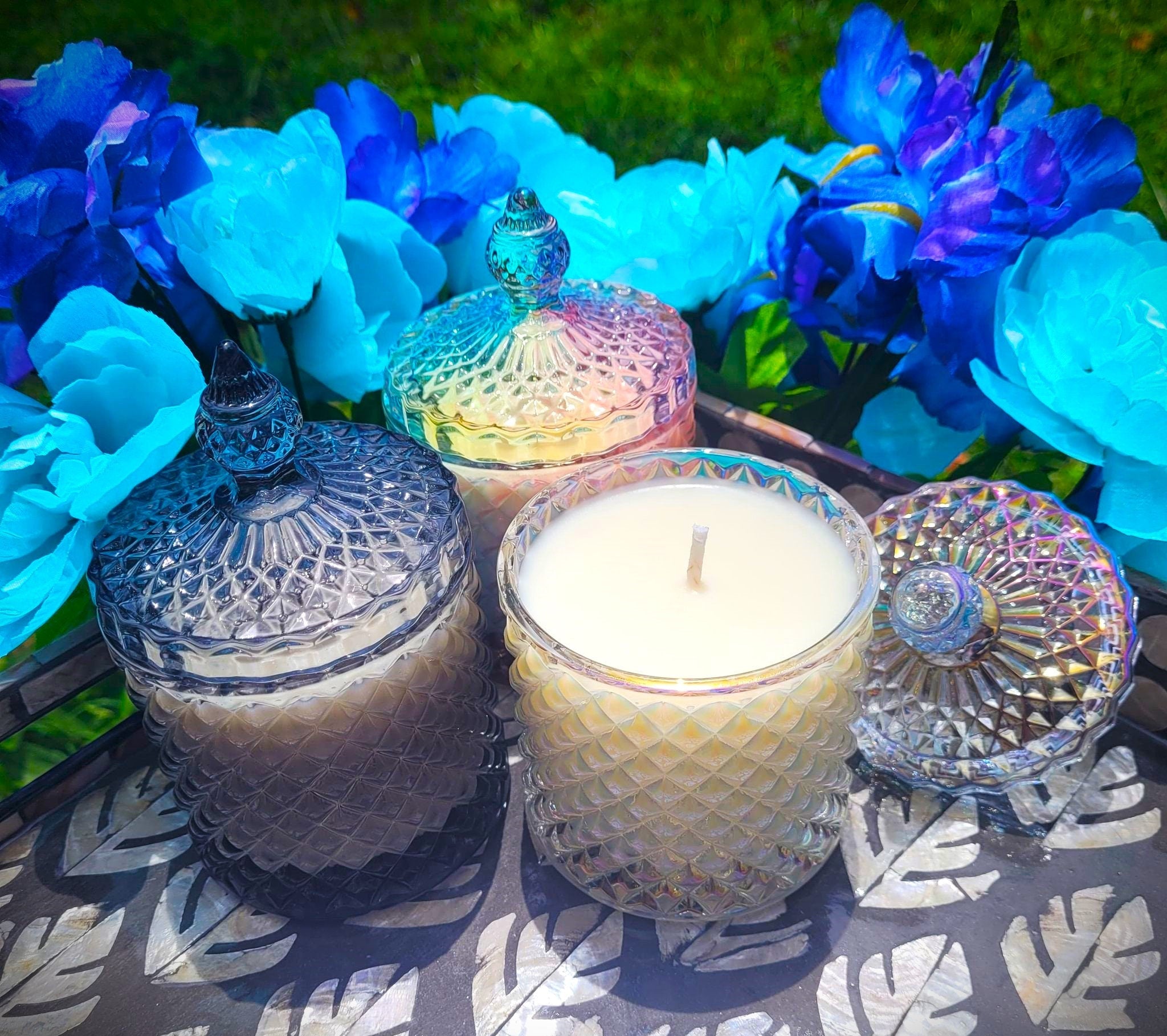 Soy Candle 8.5oz in Prism Diamond Glass Jar