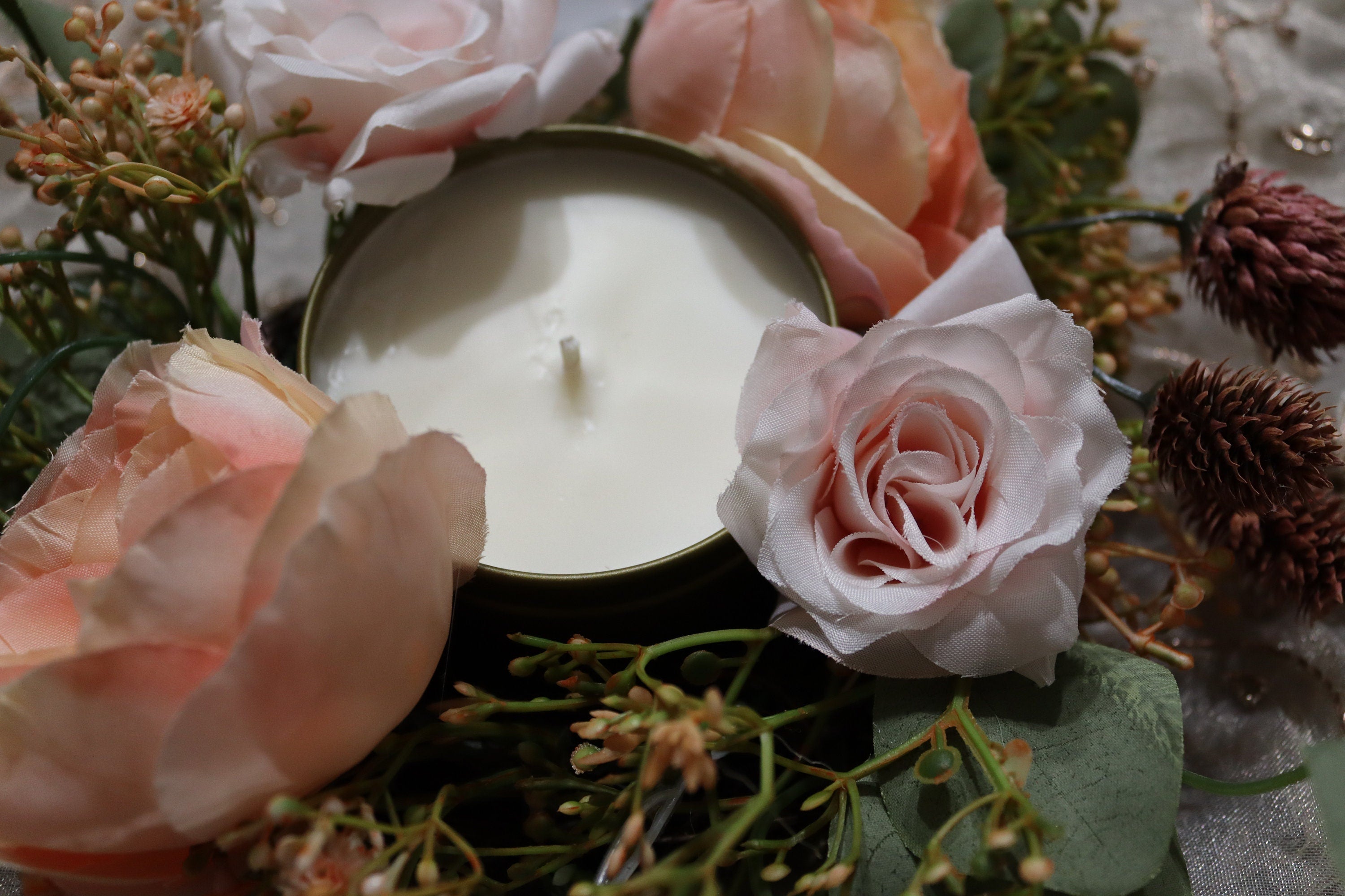 Nag Champa Soy Wax Scented 8oz Candle Silver or Gold Travel Tin