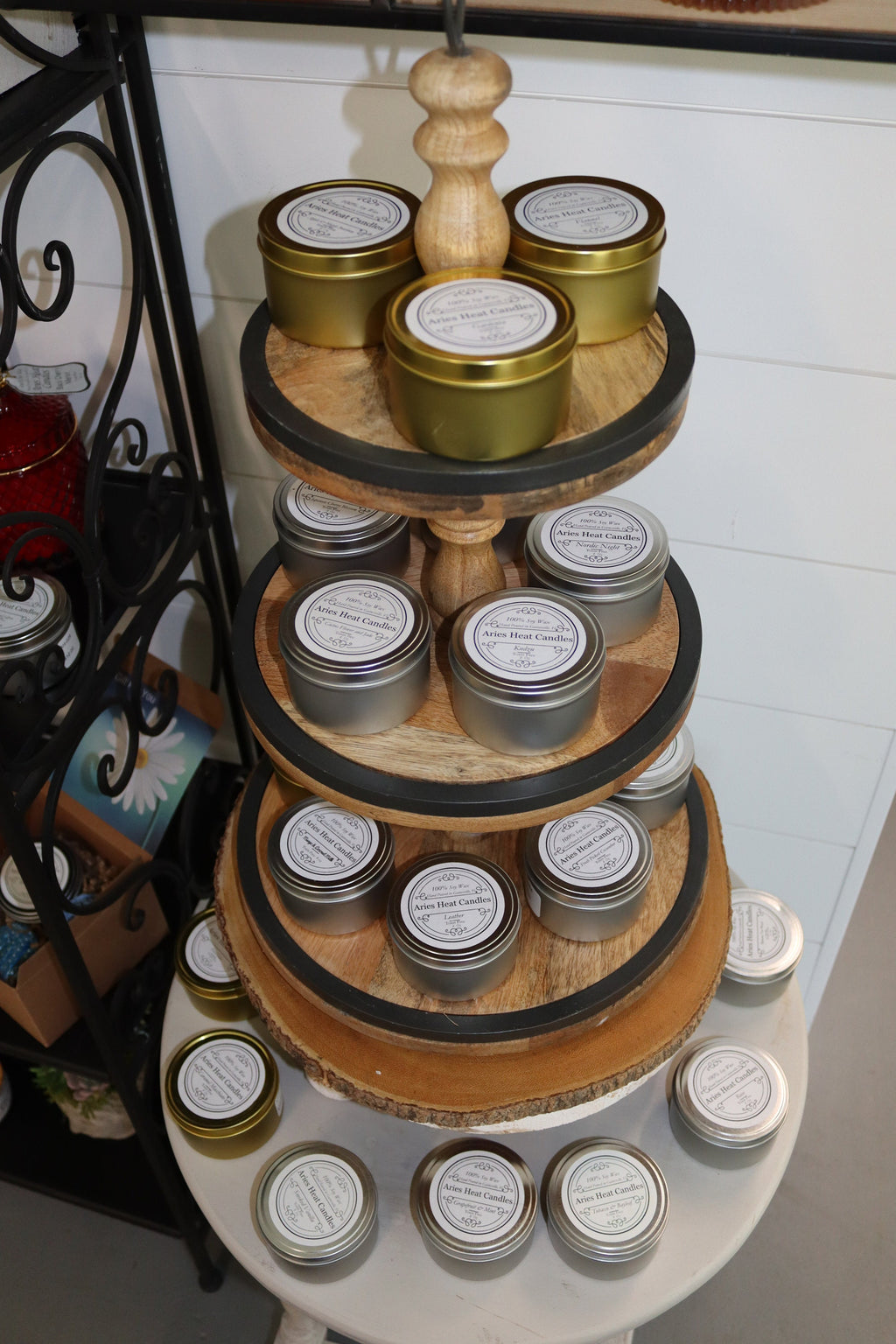 Tobacco and Bayleaf Soy Wax Scented 8oz Candle Silver or Gold Travel Tin