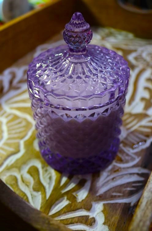 Soy Candle 8.5oz in Purple Diamond Glass Jar