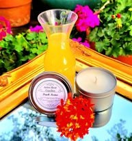 Peach Nectar Soy Wax Scented 8oz Candle Silver or Gold Travel Tin