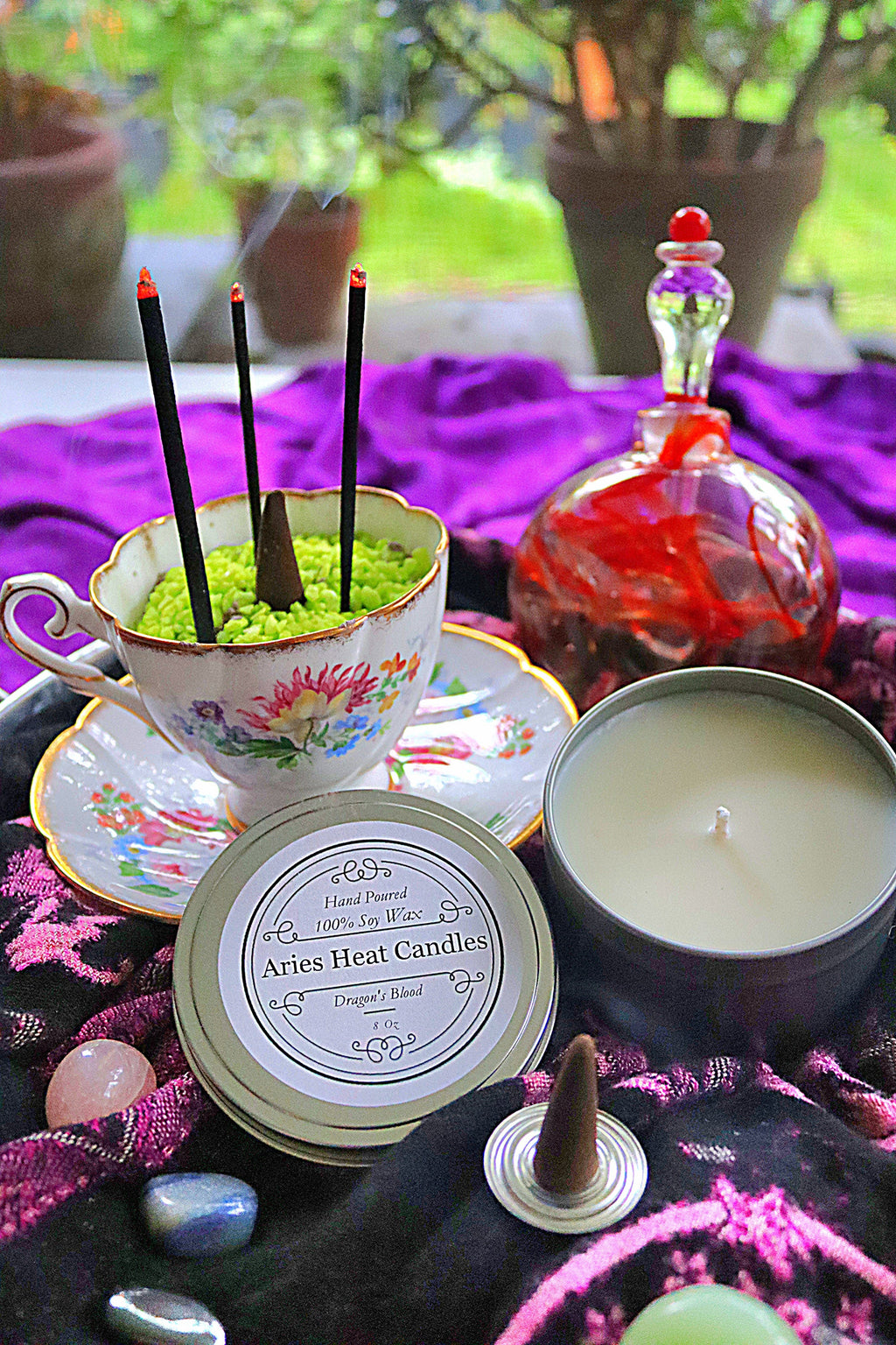 Dragon's Blood Soy Wax Scented 8oz Candle in Silver or Gold Travel Tin