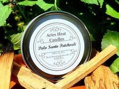 Palo Santo Patchouli Soy Wax Scented 8oz Candle Silver or Gold Travel Tin